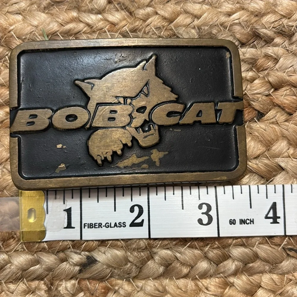 Vintage Bobcat Equipment Brass Texas Style Western Themed Mens Belt Buckle